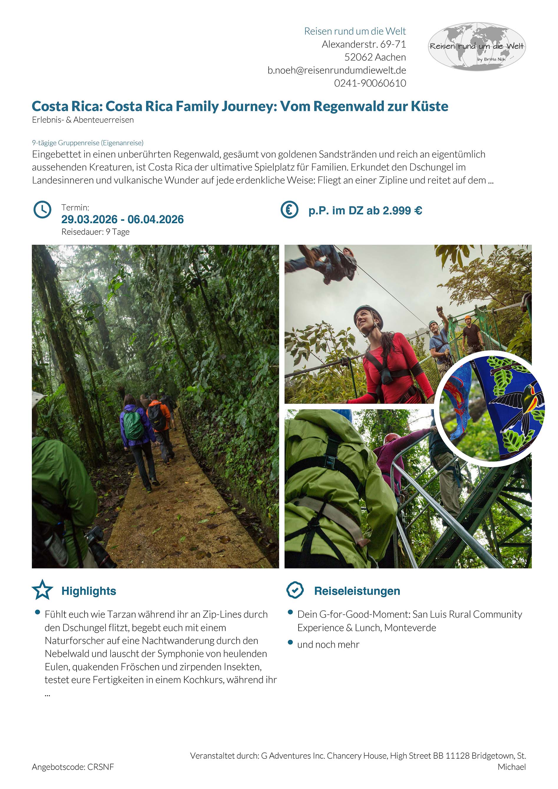 Costa Rica: Costa Rica Family Journey: Vom Regenwald zur Küste